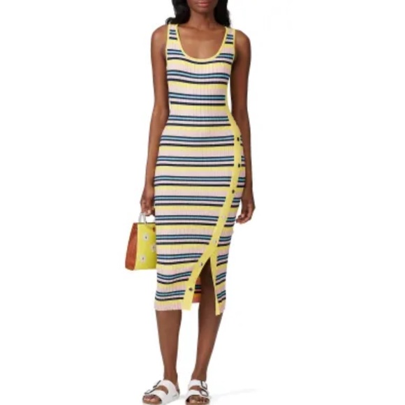 525 America Dresses & Skirts - 525 America Pink Snap Rib Dress Midi Yellow Size Medium